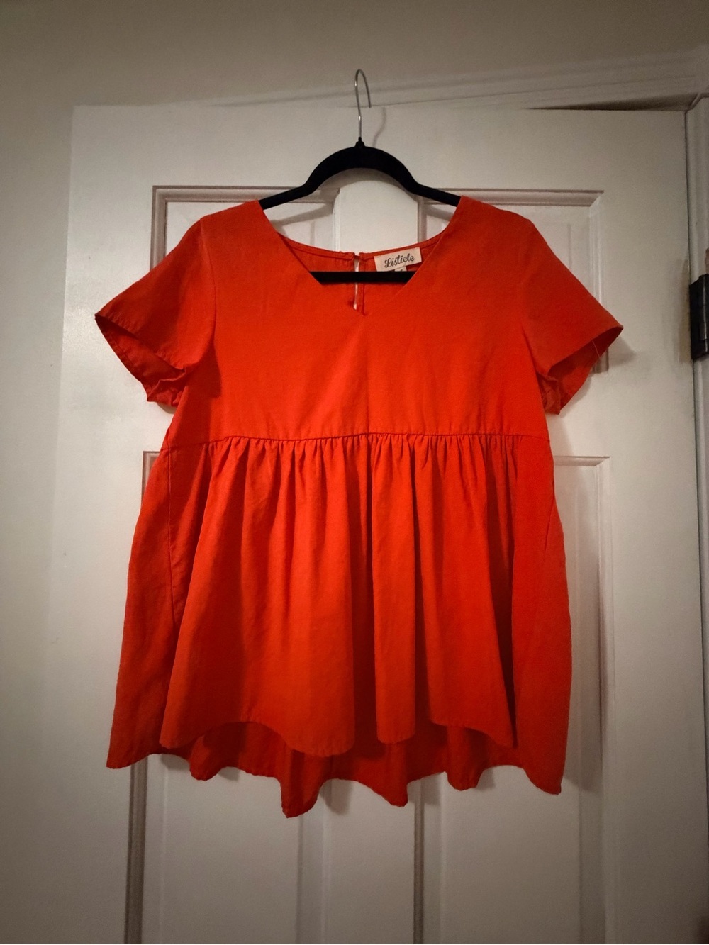Listicle Vibrant Orange Short-Sleeve Peplum Tunic